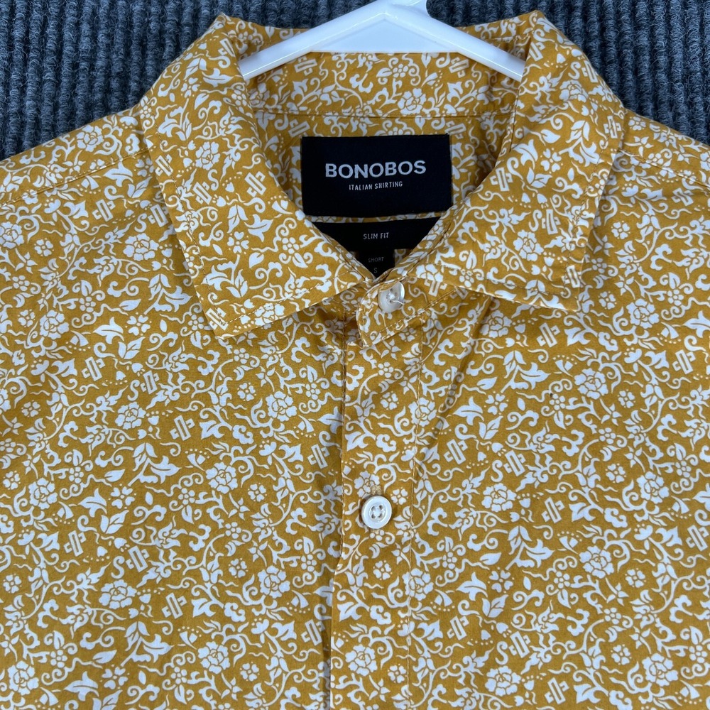 Bonobos Womens Shirt Small Short Slim Fit Yellow Long Sleeve Button Up